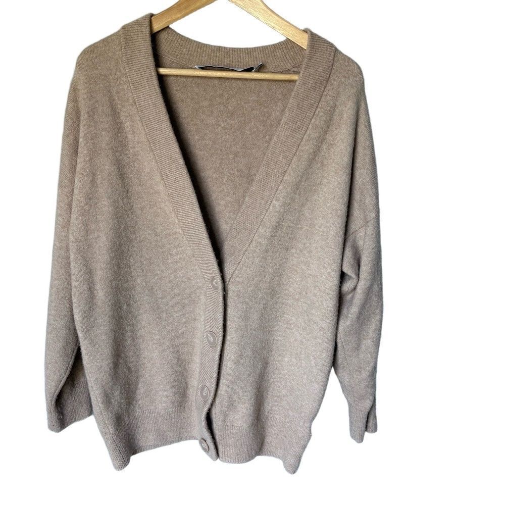 IRO Cardigan Wool Blend Beige Relaxed Fit Button Front Knit Parisian Oversized